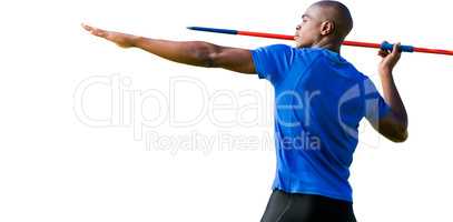 Profile view of sportsman practising javelin throw