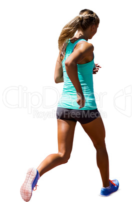 Rear view of sportswoman running