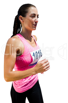Profile view of woman running