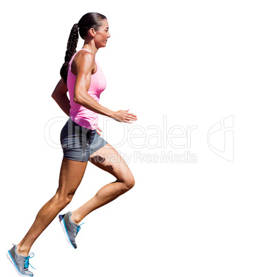 Profile view of sportswoman running