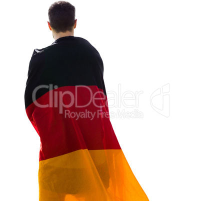 Rear view of man wearing german flag