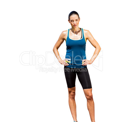 Sportswoman posing on a white background