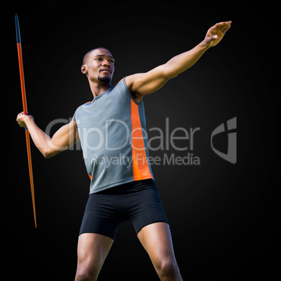 Sportsman practicing the javelin throw