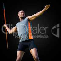 Sportsman practicing the javelin throw