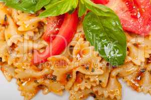 Italian pasta farfalle butterfly bow-tie and tomato sauce