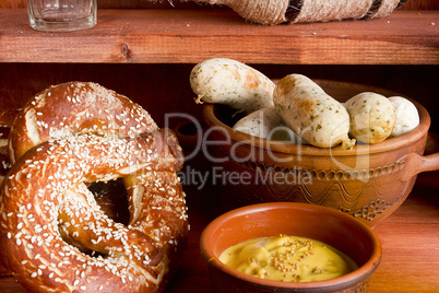 German pretzels and sausages