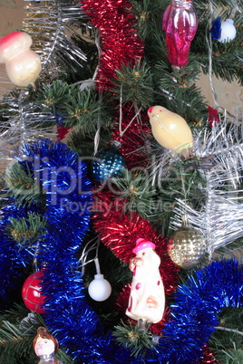 toys on green christmas fir