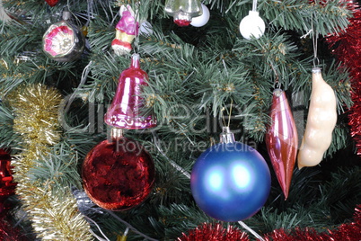 toys on green christmas fir