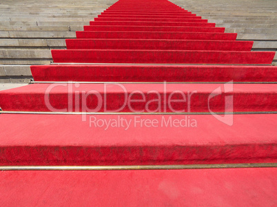 Red carpet on stairway