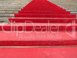 Red carpet on stairway