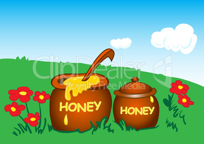 Pots with honey