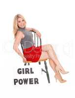 Beautify woman with sign "girl power".