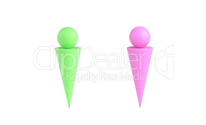 Two abstract man figures. 3d illustration