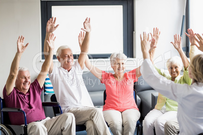 Seniors doing some exercises