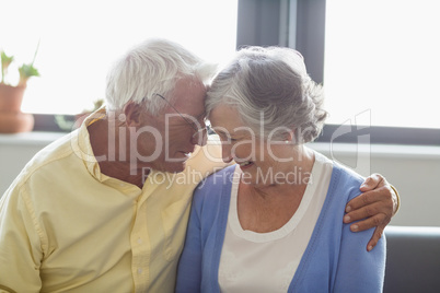 Senior couple hugging each other