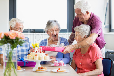 Seniors celebrating a birthday