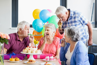 Seniors celebrating a birthday