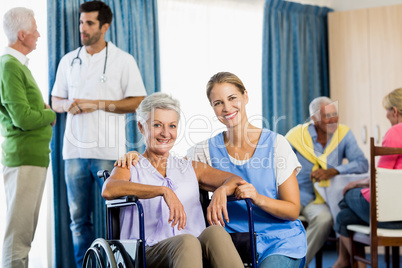 Nurses taking care of seniors