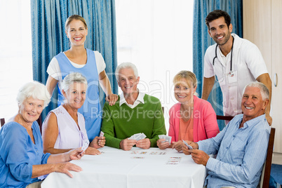 Seniors playing cards