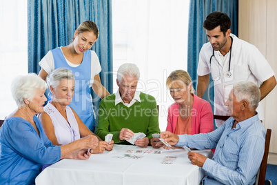 Seniors playing cards