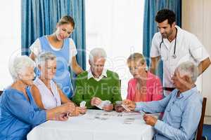 Seniors playing cards