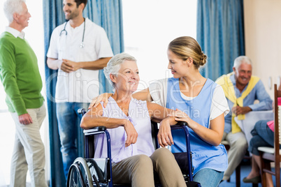 Nurses taking care of seniors