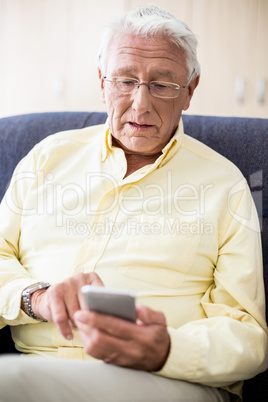 Senior using a smartphone