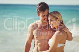 Couple romancing on beach
