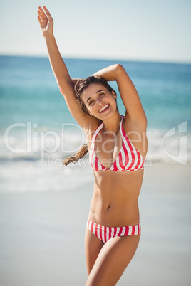 Beautiful woman posing on beach