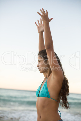 Young woman performing yoga