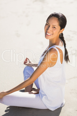 Portrait of beautiful woman performing yoga