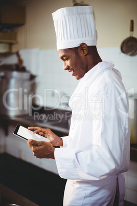 Chef using digital tablet