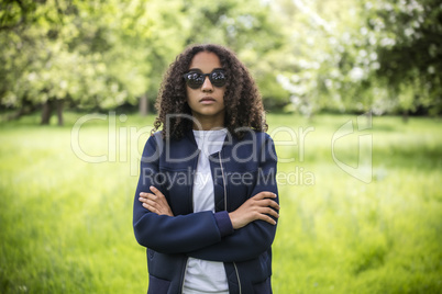 Thoughtful Mixed Race African American Teenager Woman