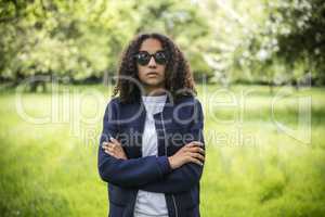 Thoughtful Mixed Race African American Teenager Woman