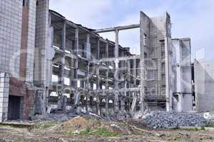 Pieces of Metal and Stone are Crumbling from Demolished Building Floors