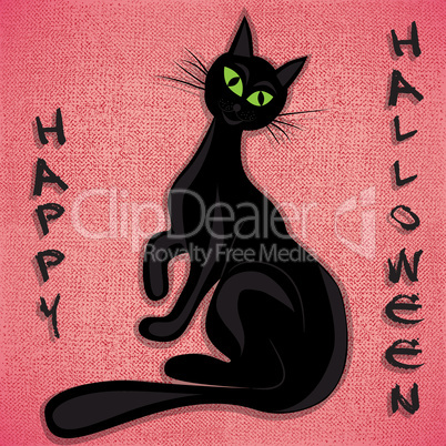 Black cat halloween vector illuatration