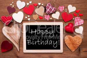 One Chalkbord, Many Red Hearts, Happy Birthday