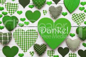 Green Heart Texture With Danke Means Thank You