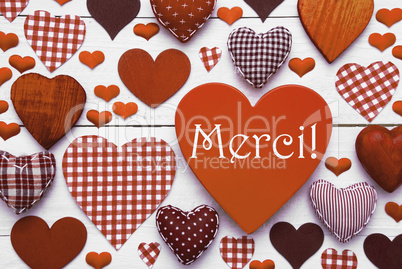 Brown Heart Texture With Merci Means Thank You