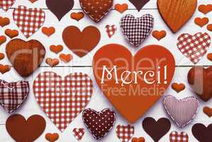 Brown Heart Texture With Merci Means Thank You