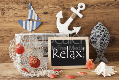 Chalkboard With Summer Decoration And Text Relax
