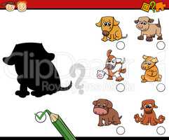 children shadows task with dogs