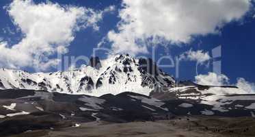 Panoramic view on ski resort in spring