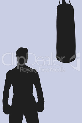 Composite image of muscular boxer