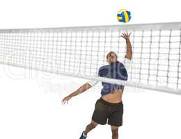 Sportsman posing while playing volleyball