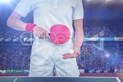 Composite image of female athlete playing table tennis Composite image of female athlete playing table tennis