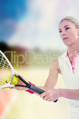 Concentrated athlete playing tennis