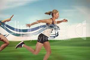Composite image of female athlete running