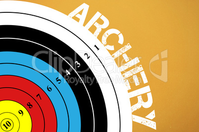 Composite image of archery message on a white background