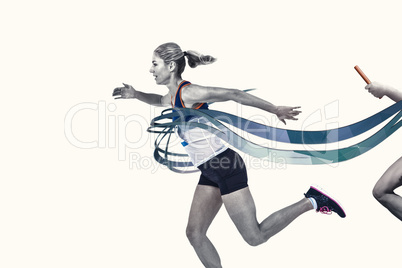 Composite image of female athlete running